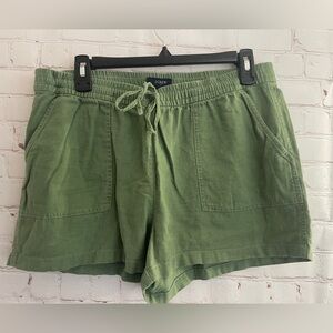 J Crew Bright Green Linen Shorts W/ drawstring Women’s Medium